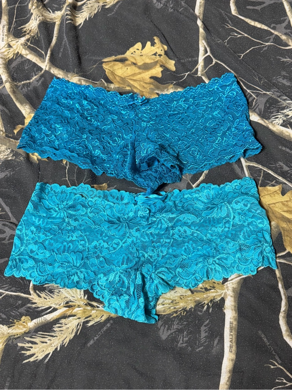 Lace Boyshorts Trio- 2 Teal Blue and 1 Green Women's Intimates